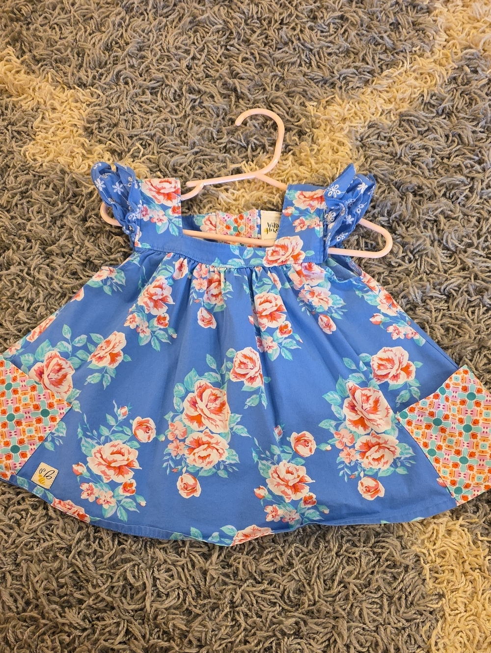 Wildflowers Blue Floral Ruffle-Sleeve Dress